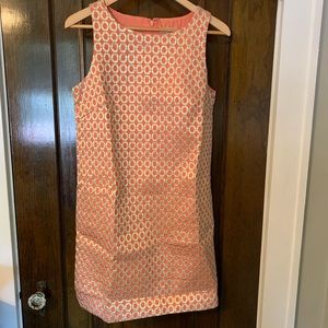 Coral & gold shift dress